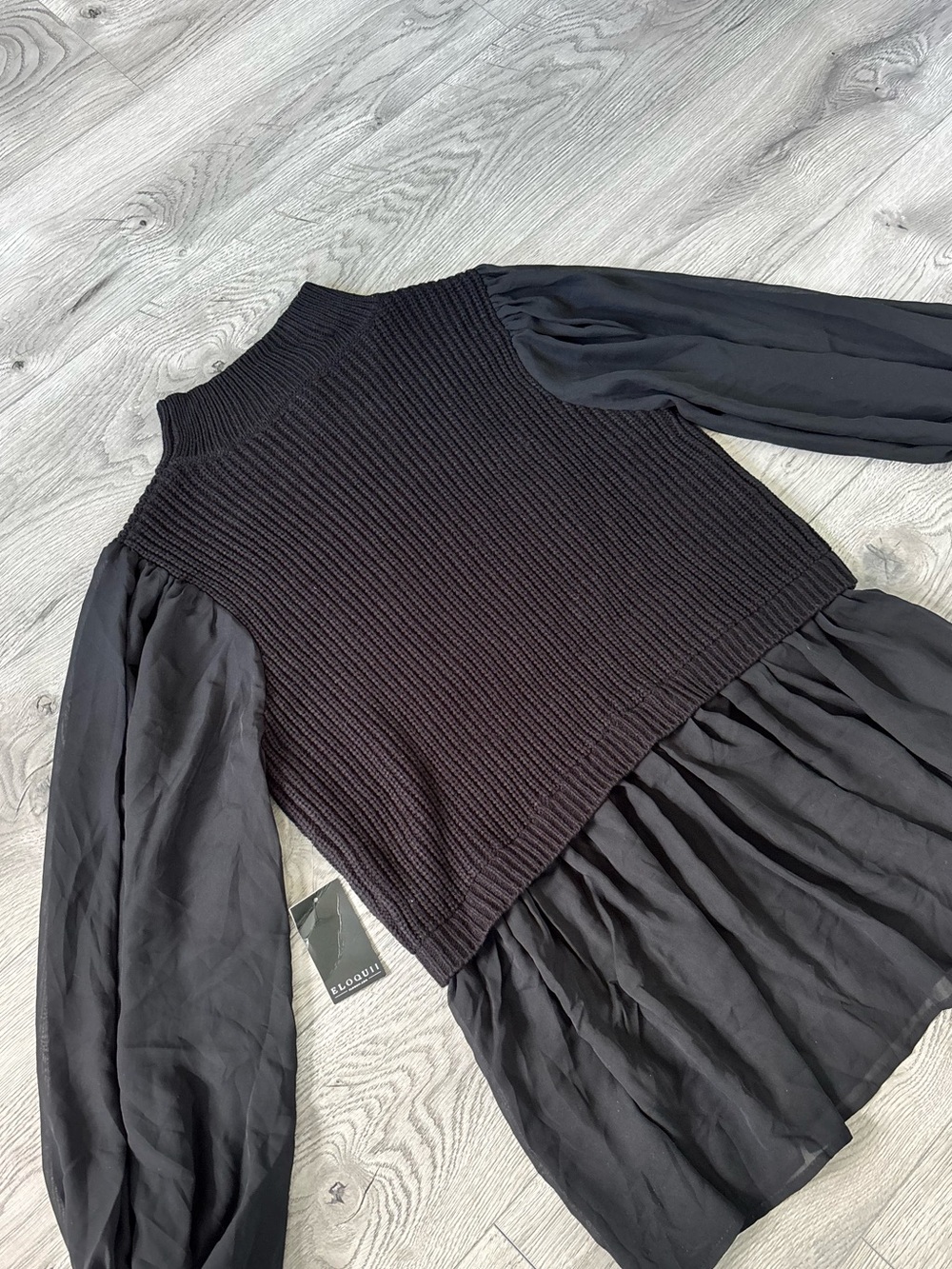 NWT Eloquii Black Ribbed Knit Blouse - Women’s Size 14/16 (XL)